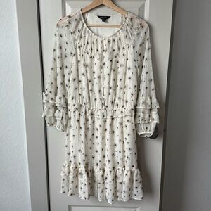 Simply Vera Vera Wang Multicolor Cream/black Chiffon Ruffle Long Sleeve dress M